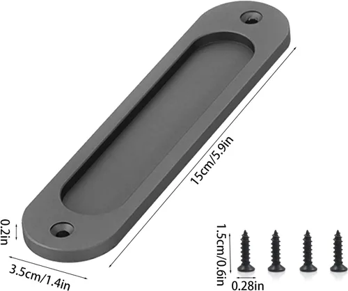 Miniatura 5 de Paquete de 2 manijas para puerta de granero de 6 pulgadas, manija de puerta corrediza de granero, tirador de dedo de puerta empotrada, manija