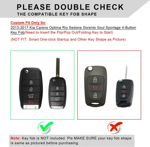 Miniatura 3 de QBUC para funda de llavero de KIA con llavero para 2013 2014 2015 2016 2017 Kia Sorento Sedona Soul Rio etc (Llavero plegable/doblado)(Azul)
