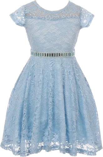 Miniatura 17 de Little Girl - Vestido de niña con manga de encaje y cinturón de piedras