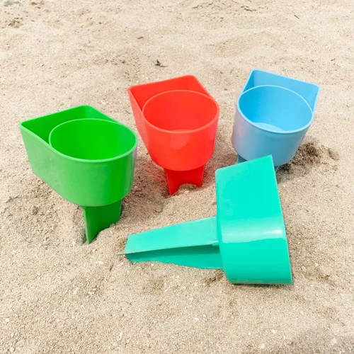 Miniatura 8 de Home Queen Portavasos de playa con bolsillo, portavasos de arena multifuncional para teléfono de bebidas, accesorio de playa, posavasos de arena
