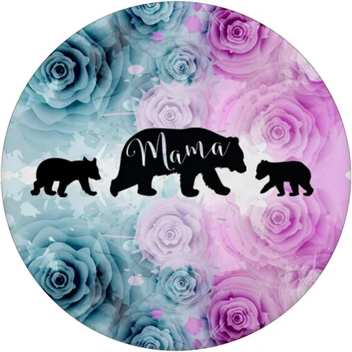 Miniatura 3 de Mama Bear Pop Socket 2 Cubs Teal Purple Roses Mothers Day - PopSockets Grip and Stand for Phones and Tablets