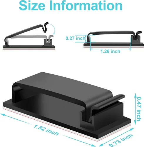 Miniatura 4 de 50 PCS Clips Negros para Cables - Organizadores de Cables Grandes para Gestión de Cables y Alambres Debajo del Escritorio, Clips Sujetadores