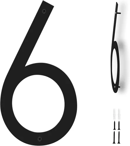 Miniatura 15 de Números de casa de 12 pulgadas para exteriores, números de dirección de casa modernos de metal, flotante, para exteriores de 0 a 9, negro (0)