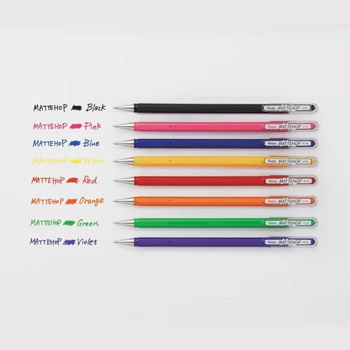 Miniatura 5 de Pentel Mattehop - Bolígrafos de gel líquido, punta K110-0.039 in, 1 de cada color, paquete de 8 unidades, en embalaje de almohada
