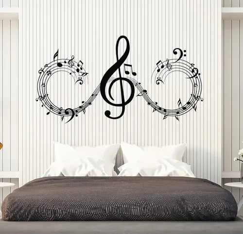 Vinilo adhesivo para pared, notas musicales, arte musical, decoración para el hogar, decoración grande (ig4698), color negro