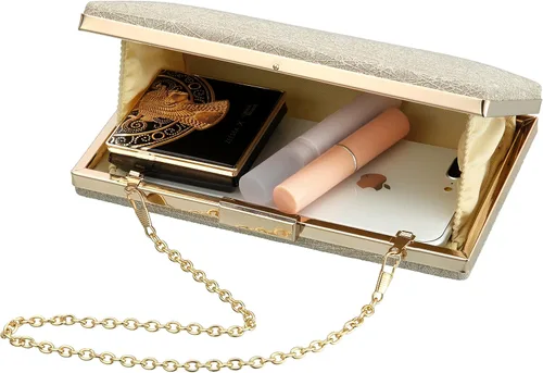 Miniatura 6 de Savatano Bolso de mano dorado para mujer, bolso de mano dorado, bolso cruzado de hombro, bolsa de boda, fiesta, novia, baile de graduación..