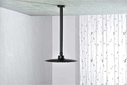Miniatura 3 de Brazo de ducha de 12 pulgadas y brida negro mate, brazo de ducha montado en el techo para cabezal de ducha de lluvia