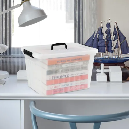 Miniatura 4 de Asking Caja de almacenamiento de plástico transparente de 18 L con asa, paquete de 4