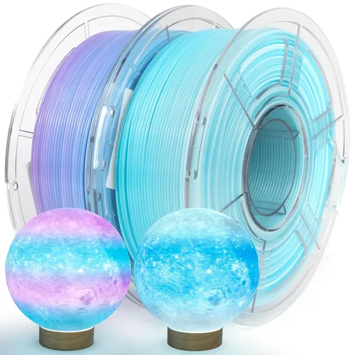 Miniatura 19 de IEMAI Paquete de filamento PETG de 0.069 in, filamento de impresora 3D multicolor translúcido degradado de hasta 23.622 in/s de impresión rápida, 4
