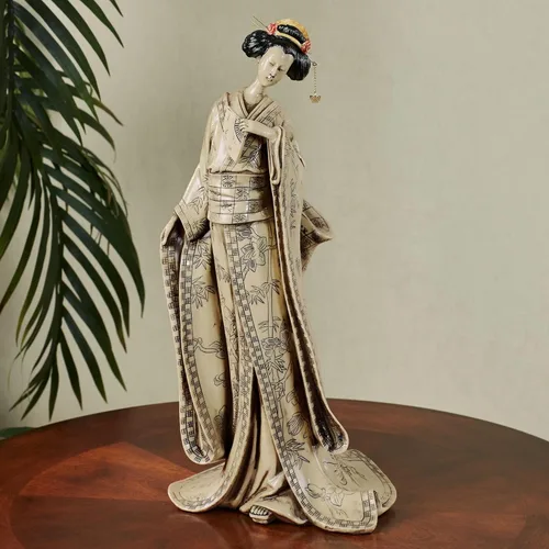 Miniatura 2 de Touch of Class Miyoko Beauty Geisha - Escultura de mesa – Resina – Beige, negro y rojo – Dama japonesa para dormitorio, sala de estar, comedor