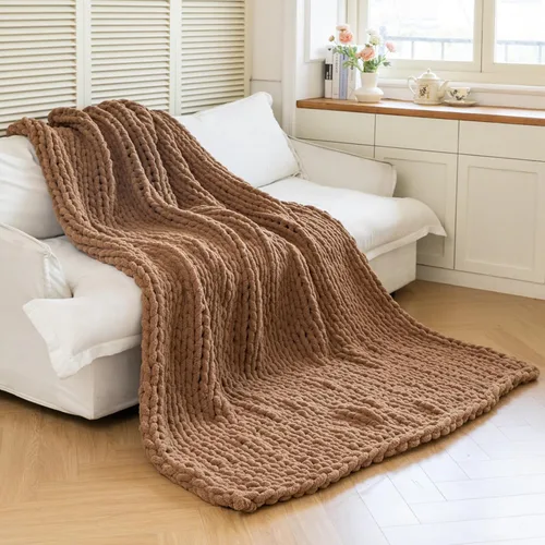 Miniatura 11 de Manta de Punto Grueso - Manta de Tiro Suave y Acogedora de Lujo 40 * 50, Manta 100% Tejida con Nudo de Cuerda para Sofá, Sofá, Decoración del Hogar