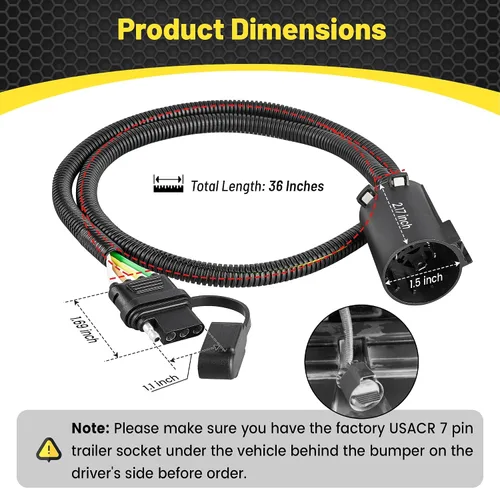 Miniatura 6 de Oyviny USCAR Arnés de cableado de 7 pines a 4 pines para remolque para Jeep Grand Cherokee 2011-2021/Chevy Silverado 2001-2013/GMC Sierra 2001-2007