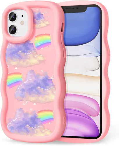 Miniatura 314 de Compatible con iPhone SE/8/7 Funda para Mujeres y Niñas, Marco Ondulado Rizado con Patrón Lindo, Estética Delgada Suave Silicona TPU Parachoques