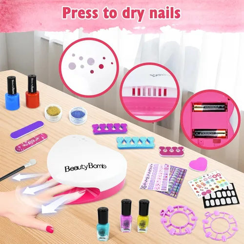 Miniatura 3 de Kit de día de spa para niños para niñas, juego de spa de pies y uñas, bañera de masaje y secadora de uñas, juguetes para niños, manicura y pedicura