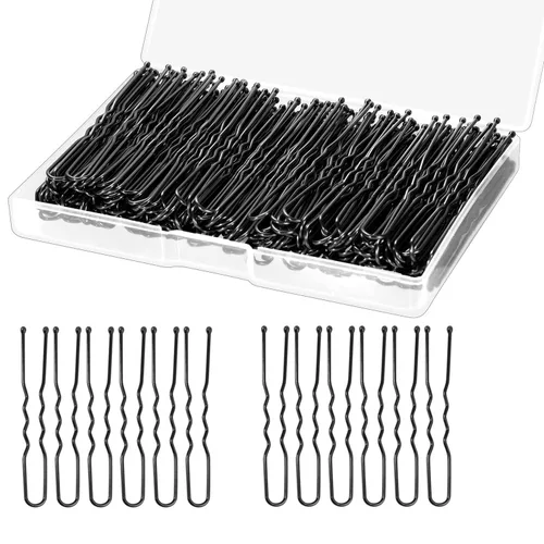 WSICSE Horquillas para el cabello, 200 horquillas en forma de U para moños, horquillas para moños, 2.4 pulgadas, con caja de almacenamiento, para