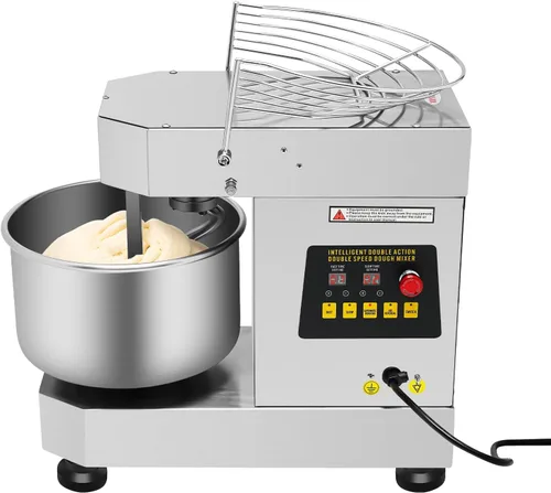 Mezclador de masa comercial de 10L, mezclador de pie de 750 W con cuenco de acero inoxidable, máquina de amasado de masa giratoria doble, licuadora