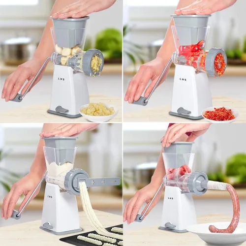 Miniatura 3 de LHS Picadora manual de carne con cuchillas de acero inoxidable, resistente y potente base de succión para uso doméstico rápido y sin esfuerzo