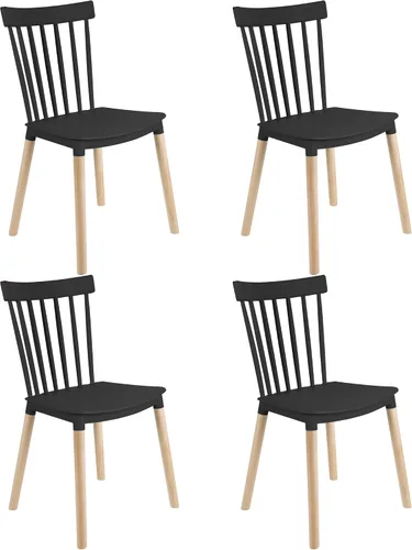 Miniatura 18 de DSW - Sillas de comedor de plástico modernas sin brazos con patas de madera para estar, dormitorio, cocina, comedor, sala de espera, restaurantes