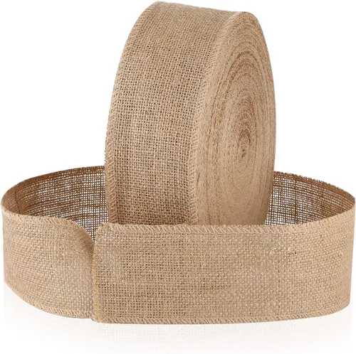 Tatuo Cinta de arpillera de 49 yardas, tela de yute natural, manualidades, boda, arpillera, cinta de bricolaje para envolver regalos, decoración del