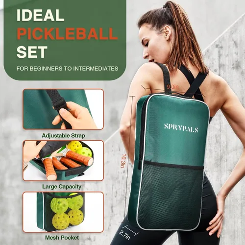 Miniatura 7 de Juego de 4 palas de pickleball, juego de 4 aprobado por USAPA con 4 pelotas de pickleball y 1 bolsa de transporte. Palas de pickleball de madera