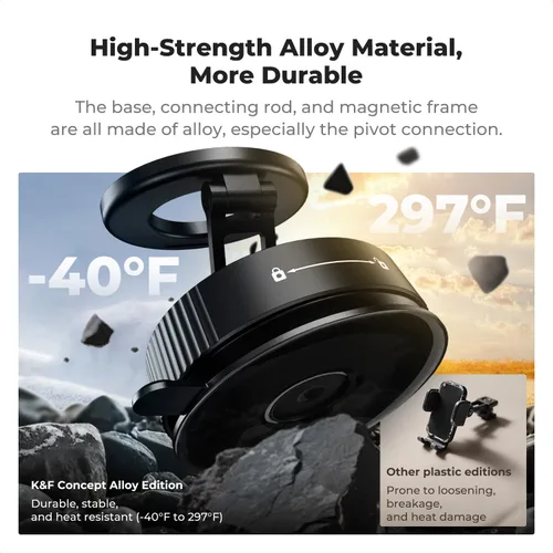 Miniatura 6 de K&F CONCEPT Soporte magnético para teléfono para automóvil, soporte magnético de vacío giratorio de 360° para tu coche/gimnasio/espejo/superficie