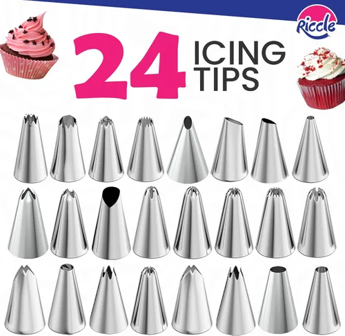 Miniatura 13 de Riccle Kit de decoración de pasteles de 94 piezas con plato giratorio para pasteles - Incluye 50 piezas de bolsas de repostería desechables de 16
