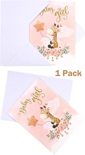 Miniatura 7 de WRAPAHOLIC Bolsa de regalo extra grande de 16" para bebé niña con tarjeta y papel de seda - Para baby shower, bebé recién nacido Jirafa bebé niña