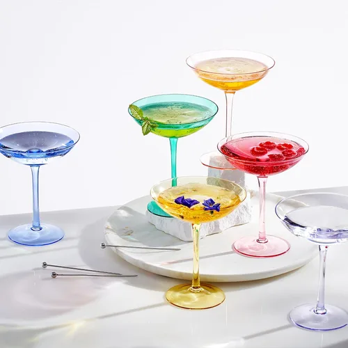 Miniatura 4 de The Wine Savant Champagne Coupes - Copas de champán coloridas de 12 onzas, Prosecco, juego de copas de mimosa, juego de copas de cóctel, cristalería
