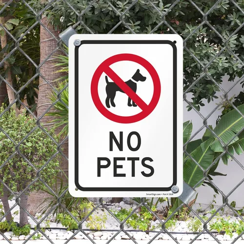 Miniatura 3 de SmartSign -K-1193-AL Letrero "No Pets" 7" x 10" Aluminio - Negro/Rojo sobre Blanco