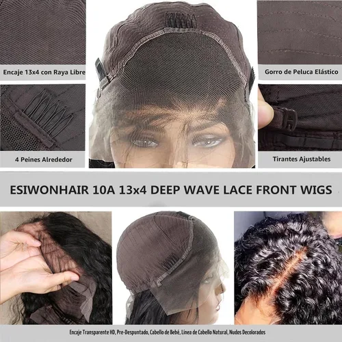 Miniatura 5 de Pelucas de cabello humano ondulado con encaje frontal húmedo y ondulado de 24 pulgadas, 13 x 4, para mujeres negras, sin pegamento, brasileño