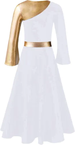 Miniatura 110 de CHICTRY Vestido de baile lírico sin mangas asimétrico para niñas, disfraz de adoración litúrgica contemporánea