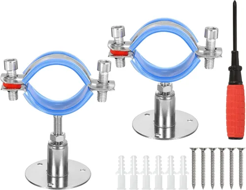 Miniatura 13 de uxcell Soporte de tubería de acero inoxidable para montaje en pared, soporte de tubo de montaje en techo, altura ajustable de 1.181-1.969 in