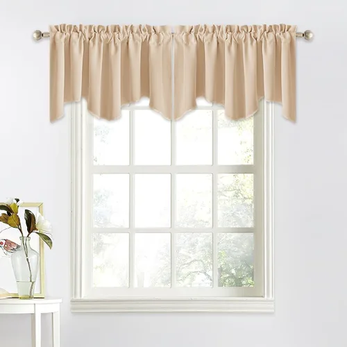 Miniatura 48 de NICETOWN Cenefa de ventana para dormitorio, ahorro de energía, bolsillo para barra, cenefa festoneada corta para ventana pequeña para lavandería