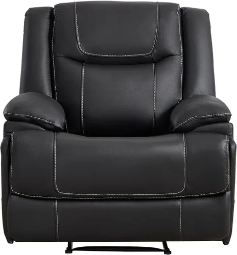 Miniatura 7 de EBELLO Genuine Leather Recliner Manual Chair for Living Room, 1 Seater Reclining Sofa Chair with Headrest and Armrest, Modern Durable Home Furniture