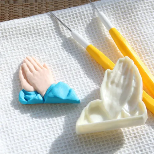 Miniatura 7 de JEM PopIt - Molde para decoración de pasteles, manos rezando, tamaño pequeño y grande, color blanco