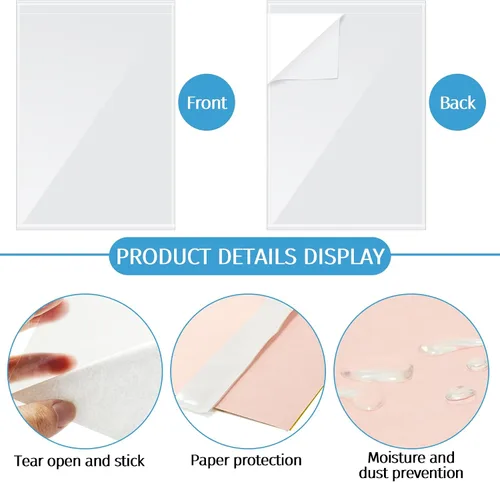 Miniatura 3 de 100 bolsillos autoadhesivos para exhibición, fundas de papel de 8.5 x 11 pulgadas para comunicación de pared y puerta, protectores de hojas