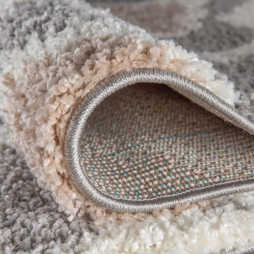 Miniatura 4 de Alfombra de área peluda para interior, cómoda, estilo entretejido marroquí, Polipropileno, Gris/Crema