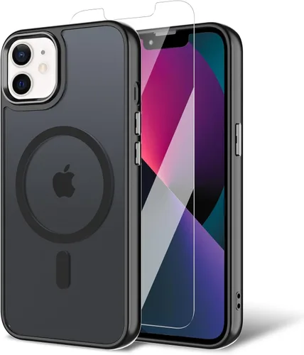 Miniatura 147 de Funda para iPhone 11 con protector de pantalla, compatible con MagSafe, ultra delgada, translúcida, mate, a prueba de golpes, color negro