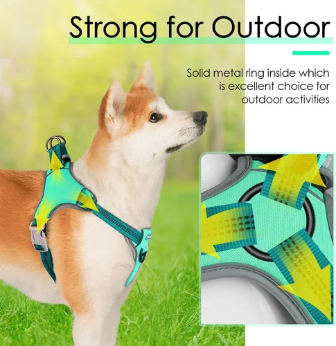 Miniatura 4 de ThinkPet Arnés sin tirones, a prueba de escape, chaleco reflectante para perro, ajustable, transpirable, arnés halter con clip trasero/frontal