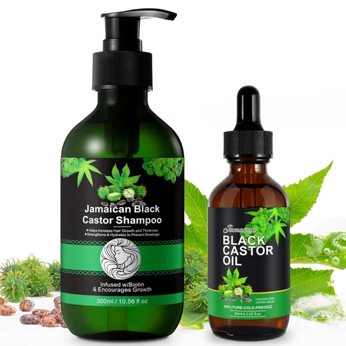 Miniatura 11 de Jamaican Pure - Champú de aceite de ricino negro prensado en frío y set de crecimiento, 10.56 onzas líquidas fortalece y restaura, champú