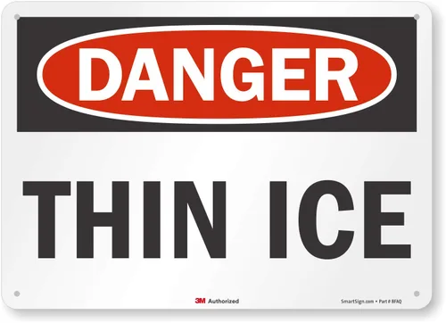Miniatura 3 de SmartSign "Danger - Thin Ice" etiqueta 5" x 7" vinilo laminado reflectante 3M