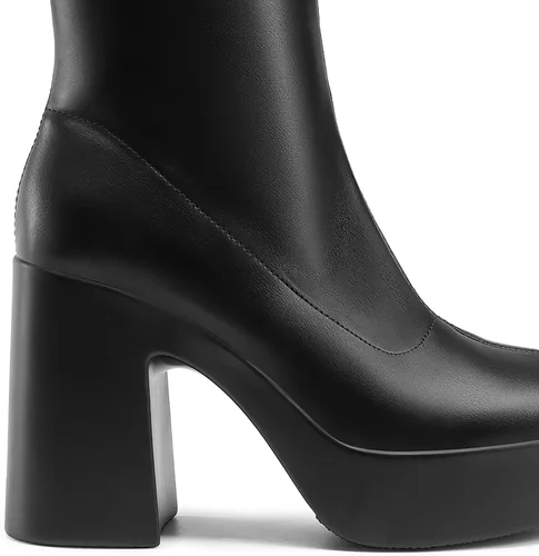 Miniatura 2 de DREAM PAIRS Botines Gogo de plataforma para mujer, tacón alto y grueso, punta cuadrada, botines