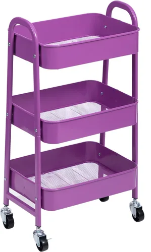 Miniatura 8 de AGTEK Carrito utilitario de 3 niveles con ruedas bloqueables, almacenamiento multifuncional de metal, carrito organizador para cocina, oficina, sala