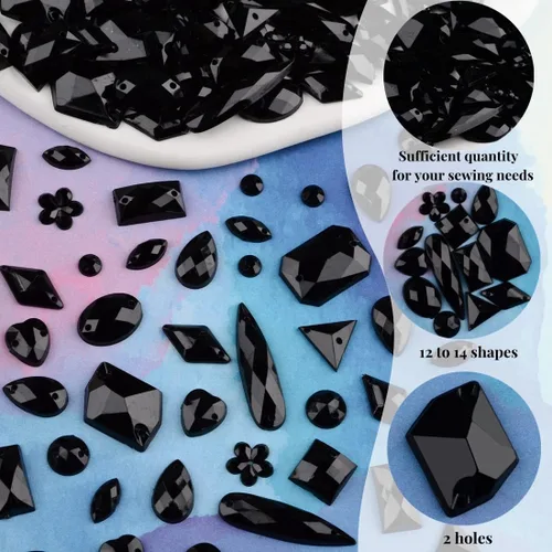 Miniatura 3 de 500 Piezas Diamantes de Imitación Acrílicos de Respaldo Plano para Coser, Gemas de Costura, Cristal Formas Mixtas, Cuentas de Costura, Decoraciones