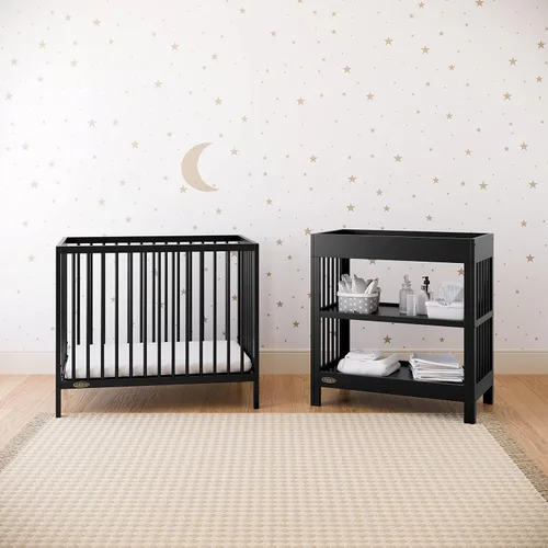 Miniatura 2 de Graco Teddi, Mini cuna convertible 4 en 1 con colchón adicional resistente al agua (negro) – Certificado GREENGUARD Gold, colchón de 7 cm incluido
