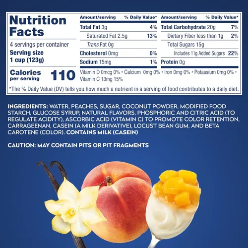 Miniatura 2 de Dole - Parfait de melocotones y crema bajo en grasa, 4.3 oz, 24 tazas en total, sin gluten ni lácteos, refrigerios a granel para niños y adultos