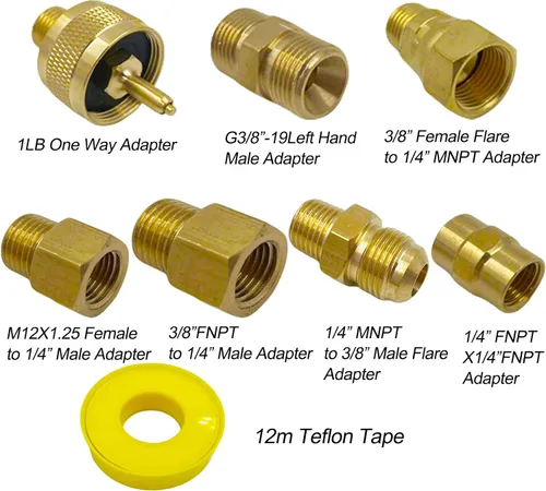 Miniatura 2 de MENSI Kit convertidor de botellas de tanque de propano de gas con antorcha de malas hierbas, ajuste de 1 libra con 3/8 "NPT, 1/4 "NPT, M12X1.25