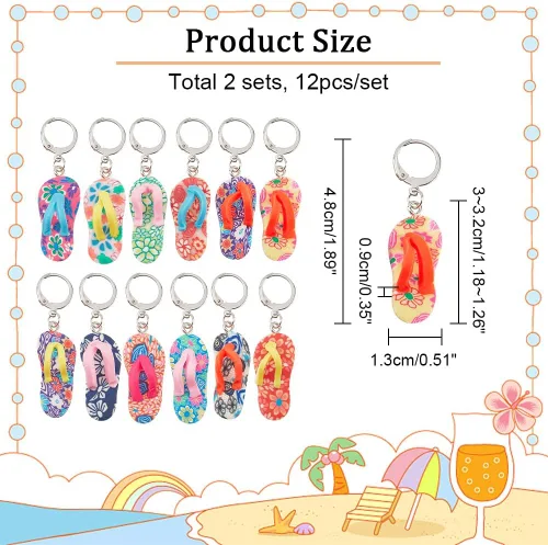 Miniatura 2 de Nbeads - 24 piezas de marcadores de puntada para zapatos de playa, hechizos de ganchillo de arcilla polimérica hechos a mano con cierre de acero