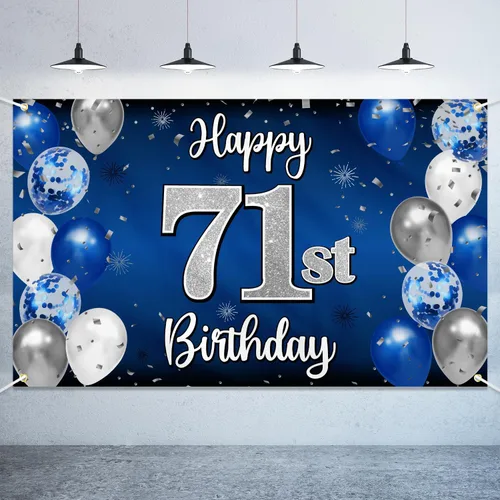 Miniatura 31 de Decoraciones de Feliz 11º Cumpleaños, Globo Azul y Plateado Grande Pancarta de Fondo de Cumpleaños, Brindemos por Once Años Suministros de Fiesta