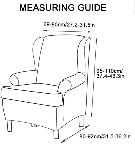 Miniatura 6 de Fundas para silla Wingback, 2 piezas, estilo americano, fundas elásticas para sillón de ala con parte inferior elástica, protector de muebles